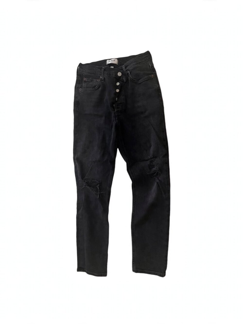 AGOLDE Black Washed Distressed Button Fly Jeans 27